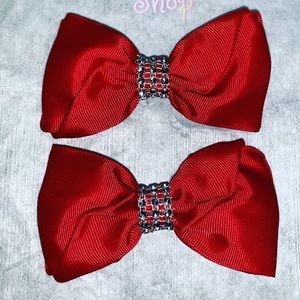 Red Hamd Made Hair Bows